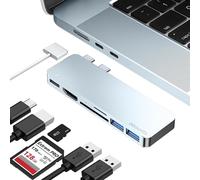 iMounts MacBook Air Hub USB-C - HDMI, USB3.0, lecteur SD, M2/M3 - Chargement et transfert de données - Bleu ciel/Sky Blue