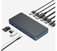 iMounts Station d'accueil MacBook Air/Pro - 3 écrans - HDMI et Displayport - DisplayLink - USB-C - USB3.0 - Recharge - 13 ports - Space Black