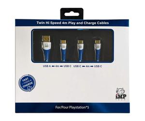 iMP Tech PS5TWINCHA USB-C Cable, White Twin Pack (Sony Playstation 5)