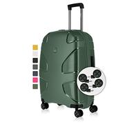 IMPACKT Valise Rigide IP1 à 4 Roues en matériau recyclé avec roulettes à clic interchangeables, Deepseagreen, 67 cm (Größe M), Casual