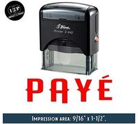 IMPACT2PRINT Shiny S-842 Tampon auto-encreur en caoutchouc Paye Texte Tampons personnalisés pour affaires papeterie de bureau (Noir) (rouge)
