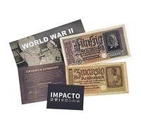 IMPACTO COLECCIONABLES 2 Billets Authentiques du Reich Allemand (1939-1945) - Pièces Historiques de la Seconde Guerre Mondiale - Certificat d’Authenticité