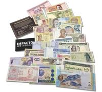 IMPACTO COLECCIONABLES | Collection de 25 Billets Authentiques de 25 Pays Différents - sans Doublons, Démonétisés et Originaux | Idéal pour Les Collectionneurs, Certificat d'Authenticité Inclus