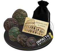 IMPACTO COLECCIONABLES Collection de 5 Monnaies Romaines Authentiques (300-400 apr. J.-C.) - Pièces de l’Empire Romain avec Empereurs et Symboles - Certificat d’Authenticité