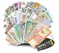 IMPACTO COLECCIONABLES Collection de 50 Billets Authentiques du Monde - Billets Originaux de Divers Pays sans Répétitions - Certificat d’Authenticité - Cadeau pour Collectionneurs