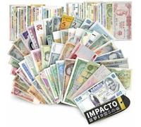 IMPACTO COLECCIONABLES Collection de devises mondiales - 100 billets non circulés de différents pays, avec certificat d'authenticité - Vieux papier-monnaie pour collectionneurs, écoles et musées