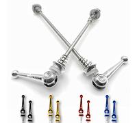 IMPALAPRO Bike Lot de 2 Serrages et Blocages Rapides en TITANE CNC ultraléger et résistant - Blocage Roue Velo - Antivol Roue Velo - Axe Roue Velo - Antivol Velo Roue Arriere (argent)