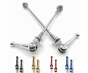 IMPALAPRO Bike Lot de 2 Serrages et Blocages Rapides en TITANE CNC ultraléger et résistant - Blocage Roue Velo - Antivol Roue Velo - Axe Roue Velo - Antivol Velo Roue Arriere (argent)