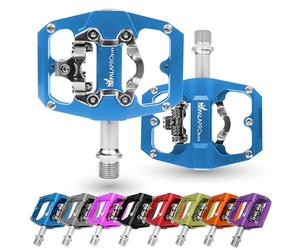 IMPALAPRO - Pédales de Vélo à Double Fonction, Pedales Plates VTT et Pedale VTT Automatique Compatibles avec Le Pedale VTT Shimano SPD - Pedales MTB avec Cales SPD 9/16'' (Bleu)