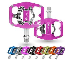 IMPALAPRO - Pédales de Vélo à Double Fonction, Pedales Plates VTT et Pedale VTT Automatique Compatibles avec Le Pedale VTT Shimano SPD - Pedales MTB avec Cales SPD 9/16'' (Rose)