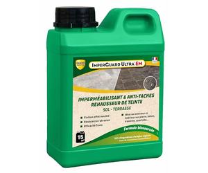 ImperGuard Ultra EM Effet Mouillé - Imperméabilisant Hydrofuge Oleofuge Sans Solvant, Ravive Couleur - Protection Pierre Béton contre Eau et Taches - Français - Bidon - Traite 15m2 - Efficace 5 ans