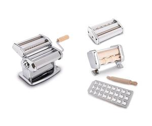 Imperia Fabbrica della Pasta Ligne Classique. Coffret cadeau. Machine à pâtes avec accessoires. Made in Italy. Kit composé: machine à pâtes fraîches, moule à raviolis, coupe-pâte, MilleGnocchi.