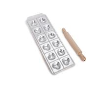 Imperia Raviolamp Ligne Classique. Moule à raviolis Fabriquè en Italie. Accessoire pour machine à pâtes. Accessoire de cuisine pour pâtes fraîches. Avec rouleau à pâtisserie (12 cuoricini)