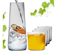 Imperial Carafe avec 4 verres - Carafe en verre cannelé de 1240 ml et verres à eau de 350 ml en verre Crystalline « London », passe au lave-vaisselle