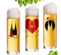 IMPERIAL glass Lot de 3 verres à bière Kölsch avec motifs cathédrales de Cologne 200 ml (max 240 ml) - Verres à bière en verre de 0,2 l