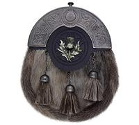 Imperial Kilt Products - Sporrans écossais pour homme avec dragon, sangle en cuir et chaîne finition antique, pour homme et garçon, en cuir, Sporran de chardon complet, 23cm x Width 18cm