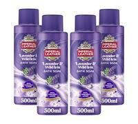 Imperial Leather Bain de bain relaxant - Bain moussant riche et crémeux, parfum lavande et iris sauvage - Soin doux de la peau en vrac (4 x 500 ml), blanc