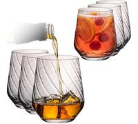 IMPERIAL Lot de 6 verres à boire striés - Verres structurés avec motif en verre cristallin 430 ml "London/Cali" Passent au lave-vaisselle