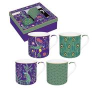 Impérial Peacock - Coffret cadeau 4 mugs en porcelaine 300 ml - EASYLIFE