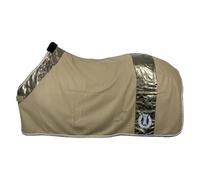 Imperial Riding IRH Ambient Hide & Ride Couverture Polaire séchante en Micropolaire avec Garrot en Fourrure synthétique, Sangles croisées et Cordon de Queue, Vert Olive, 135