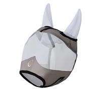 Imperial Riding IRH Fly Shield Masque Anti-Mouches avec Maille UV et Bordure en Polaire Vert Olive Clair avec Oreilles
