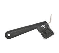 Imperial Riding IRH Impulz Grattoir à sabots robuste, avec crochet en métal et brosse de nettoyage, grattoir ergonomique pour un entretien en profondeur des sabots et un look d'étable élégant, noir