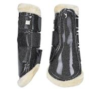 Imperial Riding IRH Lovely Guêtres résistantes avec Bord en Fourrure, Plaque en métal et Sangles élastiques, Respirantes et Confortables pour l'entraînement et l'équitation, Noir, Taille complète