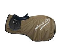 Imperial Riding IRH Super-Dry 0 g Couverture d'équitation imperméable pour Cheval sans Rembourrage avec Fermeture, Rabat pour Queue et détails réfléchissants, Vert Olive, Taille XL