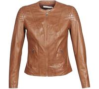IMPERIAL STUDIOS Veste en cuir d'agneau véritable pour femme - Coupe courte et ajustée - Fermeture éclair croisée - Style bomber avec poches - Marron, marron, XL