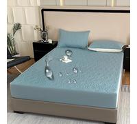 Imperméable À l'eau Protecteur De Matelas Taille Queen King Couverture De Matelas avec Bande Élastique À 360° Convient Jusqu'à 11 Pouces De Profondeur Couverture De Lit,Bluec,90 * 200cmTWIN