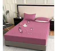 Imperméable À l'eau Protecteur De Matelas Taille Queen King Couverture De Matelas avec Bande Élastique À 360° Convient Jusqu'à 11 Pouces De Profondeur Couverture De Lit,Pinkc,90 * 200cmTWIN