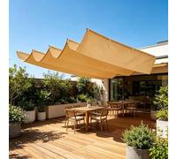 Imperméable Bâche Dombrage 100 x 270 cm Imperméable Rectangulaire Anti-UV Toile d'ombrage Rétractable Vagu avec Cordes pour Jardin Terrasse Extérieur Pergola Balcon Patio, Couleur Crème