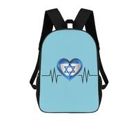 Imperméable Cartable Scolaire Battement De Cœur J'aime Le Drapeau D'Israël Sac À Dos d'affaires Imprimé Sac À Dos De Voyage pour Gym, Voyage, Voyage, 42X32X14Cm