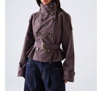 Imperméable décontracté à double boutonnage, manches longues raglan, couleur unie pour femmes L,M,S,XSUnicoloreTissu tissé