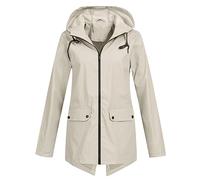 Impermeable Femme Anti-Pluie Beige Blouson Veste de Pluie Mi Saison Ciré Grande Taille Cape Legere Zip Manteau Trench Coat Imperméable Pliable Raincoat Vêtements Parka Coupe Vent