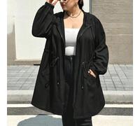 Imperméable grande taille, veste coupe-vent légère à capuche, automne et hiver avec poches, 2026 22W 5XL,6XL,7XL,8XLUnicoloreTissu tissé