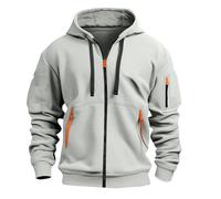Impermeable Hiver Securite Cagoule Tres Matelassé Transparent Brillante Cadeau Americaine Coupe-Pluie Tactique Cargo Imperméables Mode Veste Americaine Gris Clair S