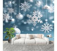 Imperméable,Inodore intérieure Papier Peint 200x140 cm DéCorations De Flocons De Neige De NoëL Amovible Fresque Murale décorer Papier Peint Photo Bleu Pour Meuble Salon Salle Bain Chambre Armoire