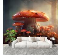 Imperméable,Inodore intérieure Papier Peint 250x175 cm Fantaisie ForêT Champignons Amovible Fresque Murale décorer Papier Peint Photo Couleur Orange Pour Meuble Salon Salle Bain Chambre Armoire