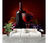 Imperméable,Inodore intérieure Papier Peint 300x210 cm éLéMents De Verres à Vin De Banquet Amovible Fresque Murale décorer Papier Peint Photo Rouge Pour Meuble Salon Salle Bain Chambre Armoire