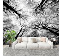Imperméable,Inodore intérieure Papier Peint 300x210 cm Silhouette Branche D'Arbre De ForêT Amovible Fresque Murale décorer Papier Peint Photo Noir Et Blanc Pour Meuble Salon Salle Bain Chambre Armoire