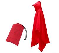 Imperméable léger et polyvalent pour adulte avec capuche, design 3 en 1 offrant une protection contre la pluie, un auvent et un tapis de sol pour les aventures en plein air (rouge vif)