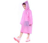 Imperméable Manteau Poncho de Pluie avec Capuchon pour Enfant, EVA Cape de Pluie pour Garçons Filles, Poncho Résistant à la Pluie, Raincoat pour Voyage Camping Randonnée Extérieur (Rose Rouge)