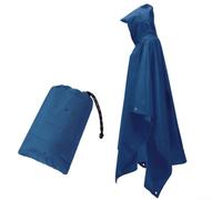 Imperméable multi-usage pour adulte avec capuche, design 3 en 1 pour la pluie, le tapis de sol et l'auvent, léger et compact pour les aventures en plein air (bleu foncé)