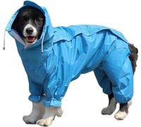 Imperméable pour Chien avec Capuche Amovible, Manteaux pour Chien Ajustables et Imperméables avec Pattes, Veste de Pluie avec Capuche, Col et Trou pour L'extérieur (Color : Blue, Size : 22)