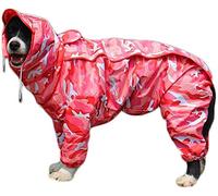 Imperméable pour Chien avec Capuche Amovible, Manteaux pour Chien Ajustables et Imperméables avec Pattes, Veste de Pluie avec Capuche, Col et Trou pour L'extérieur (Color : Pink, Size : 28)
