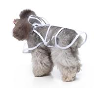 Imperméable pour Chien Polyester Blanc, à Capuche, Bandes | Sangles Réglables au Cou Ventre, Protège du Mouillage, pour Chiots et Chiens Moyens