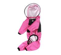 Imperméable pour chien, transparent, avec capuche, rose rouge, taille M | Vêtement réfléchissant pour chien avec crochets de traction pour les randonnées en plein air, doux pour la peau