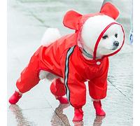 Imperméable pour Chiens, Imperméable for Chiots, Veste imperméable avec Capuche for Petits et Moyens Chiens, Poncho Sangle réfléchissante, Motif Abeille, Ours, Dinosaure(Red Bear,S)