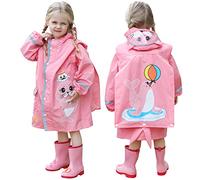 Imperméable pour Enfants - Filles Garçons Poncho de Pluie Tout-Petits Veste de Pluie avec Housse de Sac D'école Vêtements de Pluie Portable Manteau de Pluie 2-10 Ans